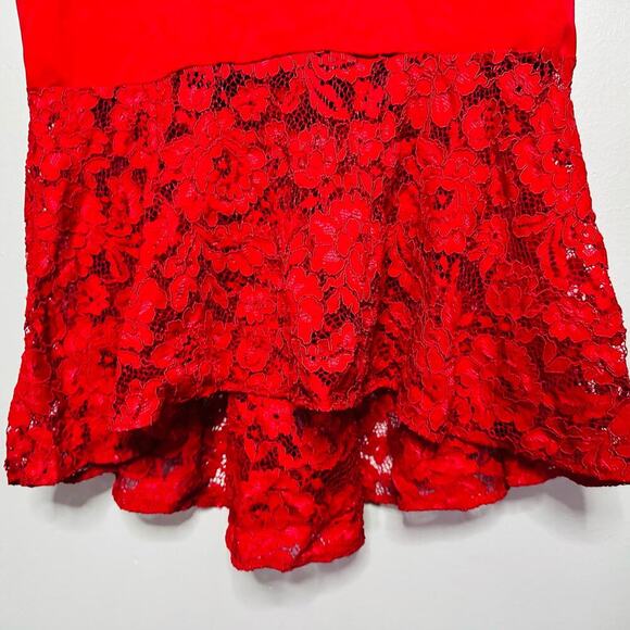 AIDAN MATTOX  Ferrari Red Lace Hemline Mermaid Cocktail Gown Dress Size US 8 - Picture 5 of 13
